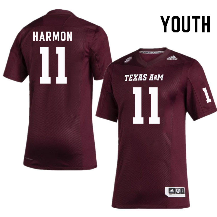 Youth #11 Deuce Harmon Texas A&M Aggies College Football Jerseys Stitched Sale-Maroon - Click Image to Close